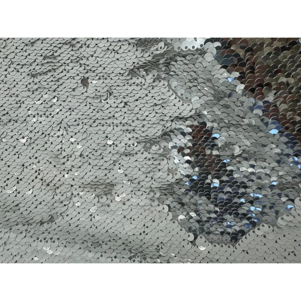 Cavanagh Baker Silver Sequin Short Sleeve V-Neck Mini Dress S - Picture 14 of 14